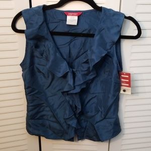 Espirit ruffle v neck sleeve less blouse